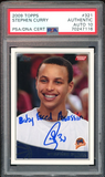 2009 Topps #321 Stephen Curry RC Baby Faced Assassin PSA Authentic Auto 10