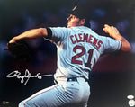 Roger Clemens Boston Red Sox Signed Pitching 16x20 Photo JSA Authentication