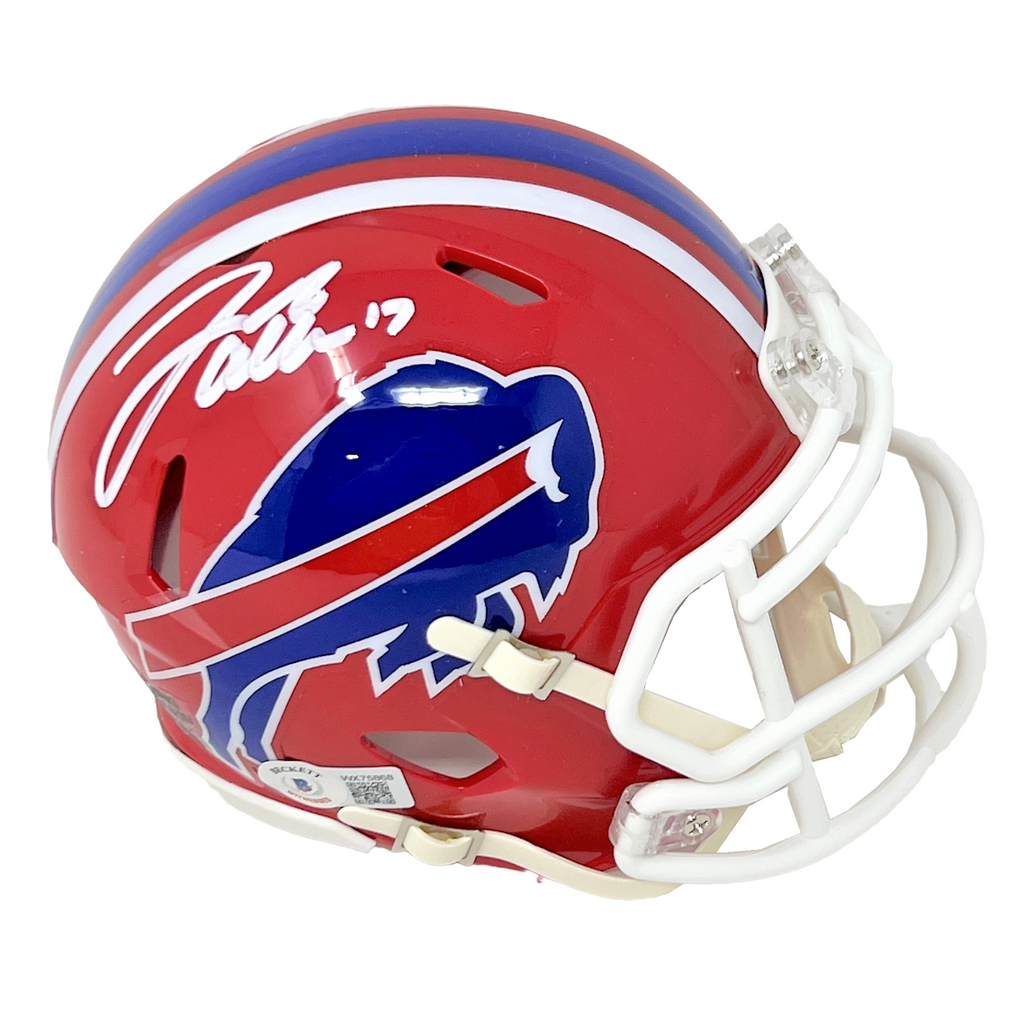 JOSH ALLEN Autographed (Red Ink) Buffalo Bills Mini Speed Helmet BECKETT