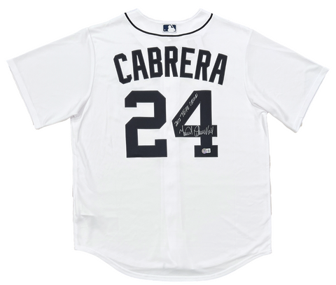 Miguel Cabrera Detroit Tigers Signed 2012 Triple Crown Ins Nike White Jersey BAS