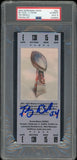 Tedy Bruschi NE Patriots Signed 2012 Super Bowl 36 XXXVI Ticket PSA 10 Auto