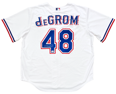 Jacob deGrom Texas Rangers Signed Authentic Nike White Home Jersey JSA