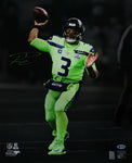 Russell Wilson Seattle Seahawks Signed 16x20 Spotlight Green Photo BAS