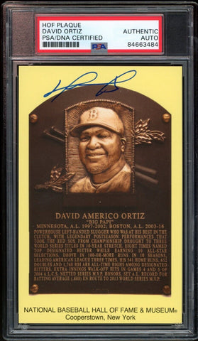 David Ortiz Red Sox Signed HOF 2022 Plaque Postcard PSA/DNA Auto Authentic