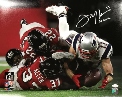 Julian Edelman New England Patriots Signed SB LI The Catch 16x20 Photo JSA