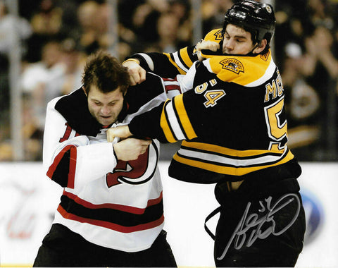 Adam McQuaid Boston Bruins Signed Fight 8x10 Photo vs Devils