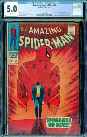 Amazing Spider-Man #50 1st KINGPIN Marvel 1967 White Pages CGC 5.0 VG/FN