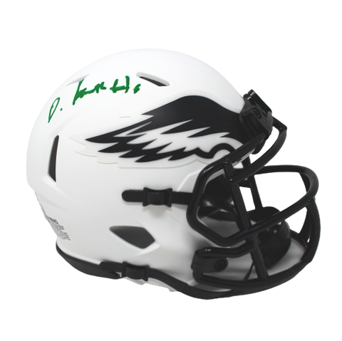DeVonta Smith Philadelphia Eagles Signed Autograph Riddell Lunar Mini Helmet BAS