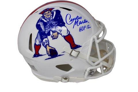 Curtis Martin New England Patriots Signed FS Authentic Throwback HOF Helmet JSA