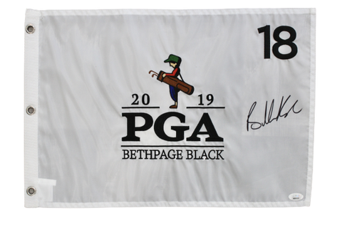 Brooks Koepka Signed Autograph Wht 2019 Bethpage Black PGA Championship Flag JSA