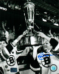 Rick Middleton w/ Borque Boston Bruins Signed 8x10 Photo Trophy JSA