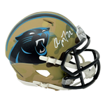 Christian McCaffrey Carolina Panthers Signed Mini Camo Speed Helmet BAS