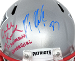 Rob Gronkowski Camille Kostek Signed SI Swimsuit Replica Patriots Helmet JSA
