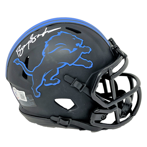 : Barry Sanders Signed Lions Barry Sanders Logo Black