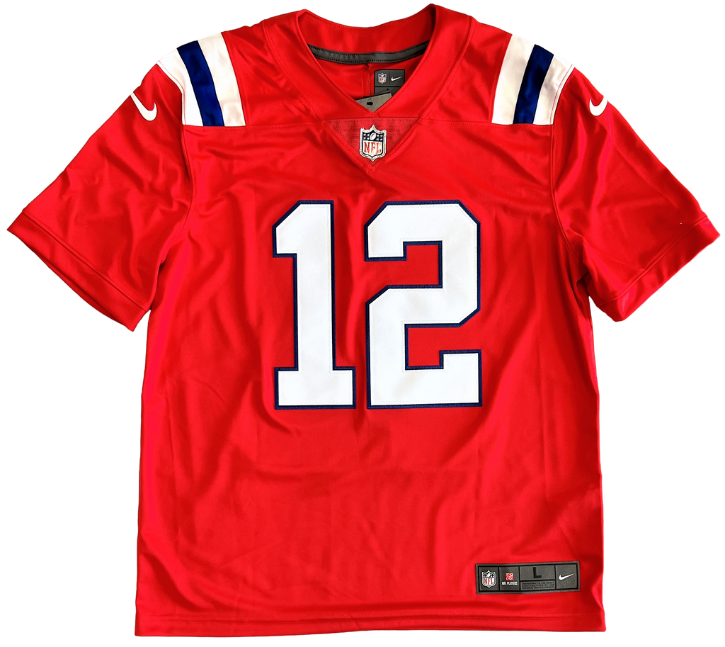 Tom Brady New England Patriots Signed Nike Red Throwback Limited