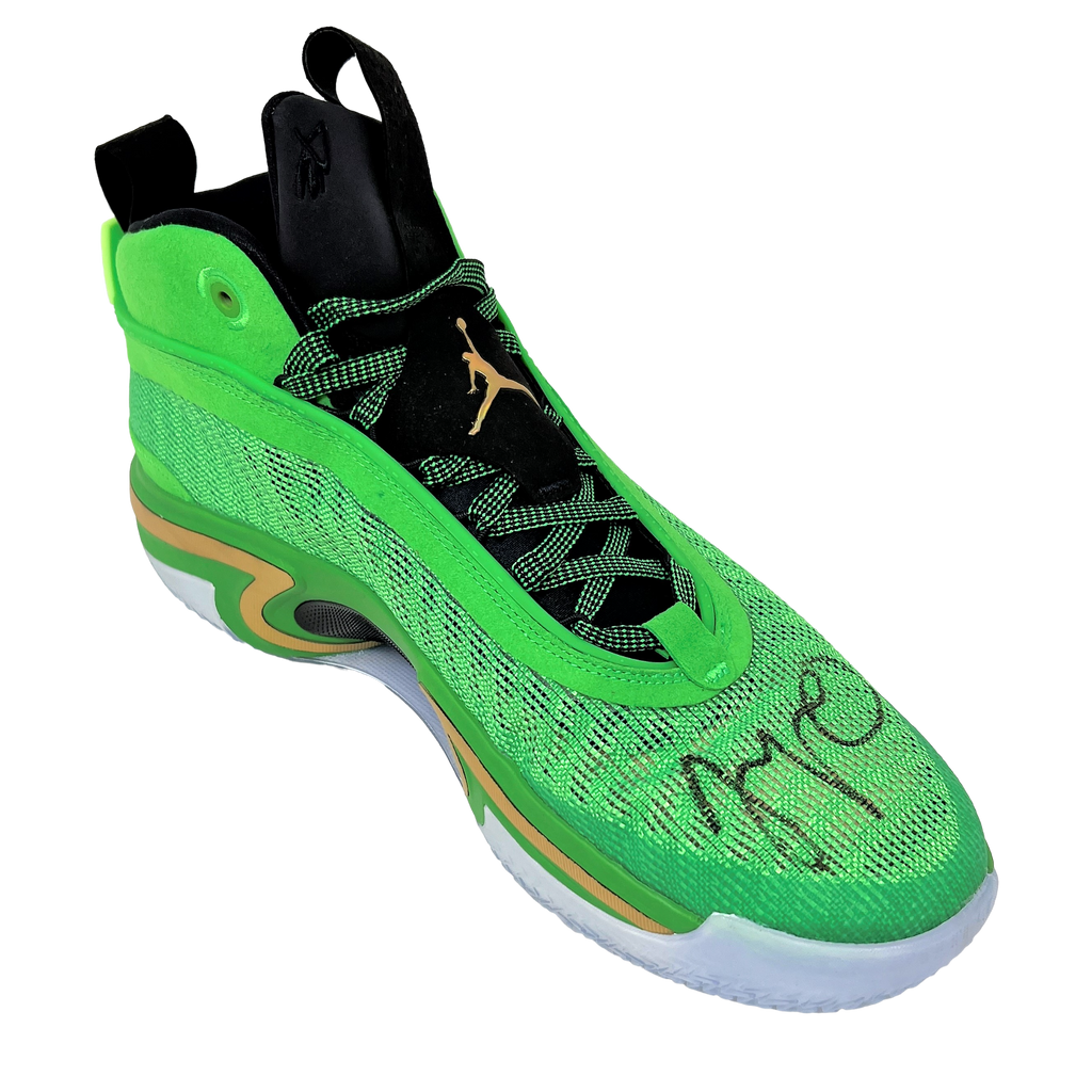 Jayson Tatum Celtics Signed Nike Air Jordan 'Green Spark' Right